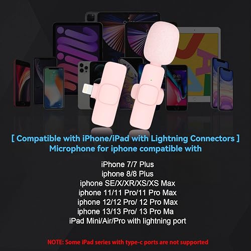 Microfono Lavalier Wireless Per IPhone – Plug & Play, 20m Di Portata, 10h Di Batteria