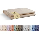 Linen Home Queen Size Flat Sheet Only 100% Cotton Percale, Ivory | Everyday Luxury &ndash; Crisp, Cool &amp; Breathable with Soft Comfort and Lasting Strength, Machine Washable, OEKO-TEX Certified