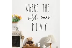 RMEOSYE Where the Wild Ones Play Wooden Sign Wall Art Decoration for Boys and Girls Playroom Toy Room Kids Toddler Nursery Bedroom Home Word Cutouts Sign (Black)