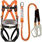 QFU Safety harness fall protection kit, equipped with shock-absorbing ropes, full-body safety harness for roof work