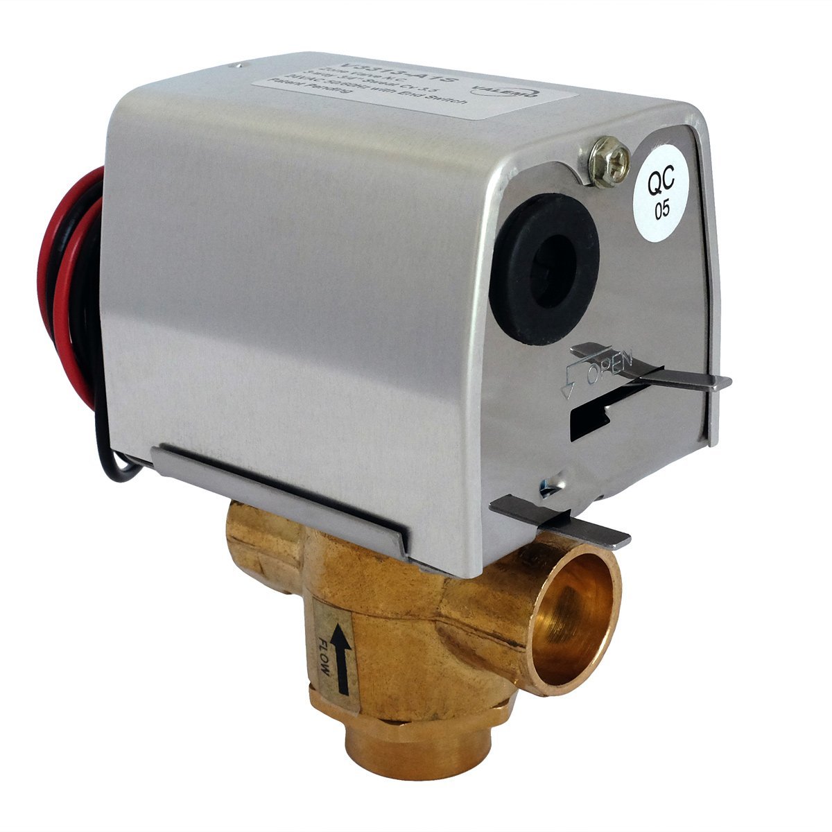 Valemo V3313A1S Motorized Zone Valve, 3way 3/4", Sweat, 24 VAC with