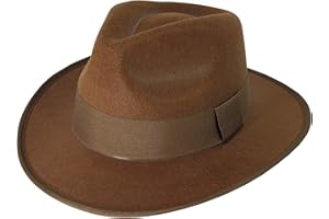 Loxdonz Kids Unisex Girls Boys Halloween Brown Fedora Hat - Cosplay Halloween Panama Hats (one Size, Hat)