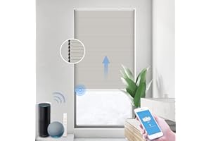 THIRDREALITY ZigBee Smart Blind, Motorized Blackout Window Shades with Remote, Cordless Honeycomb Blinds, Automatic Height Setting, AA Batteries Powered, 32" W x 72" H Beige/White