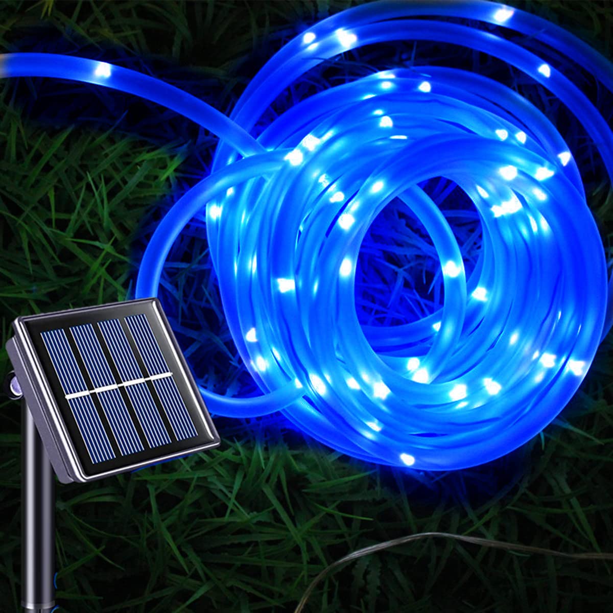 Sunboia LED Rope Lights, Solar Tube String Lights,23ft 50 LED Waterproof Fairy Decorative Lights for Outdoor Garden Patio Holiday Yard Home Wedding Party Festival Christmas(Blue)