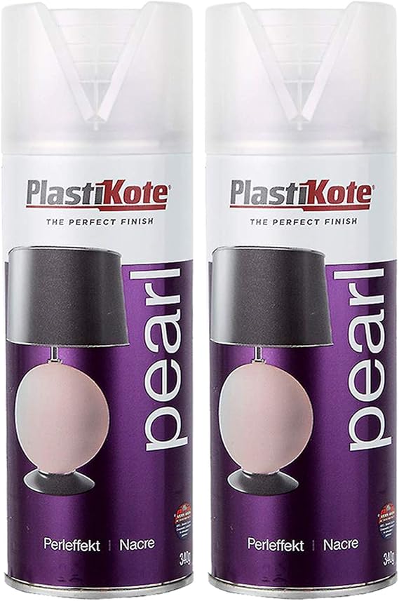 2 x PlastiKote Pearl Spray Paint 400ml 1.4m² Coverage per can Ideal for Ceramic, Metal