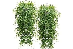 RECUTMS 4 Pcs Artificial Hanging Eucalyptus Greenery Plants 33Inch Fake Wall Swags Plant Faux Leaves Ivy UV Resistant Pothos 