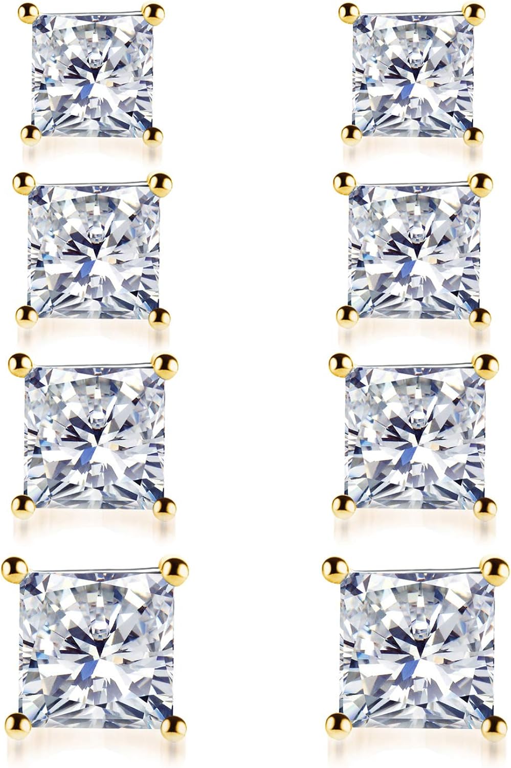 Amazon.com: 14K Gold Plated Stud Earrings for Women Round Cut Clear