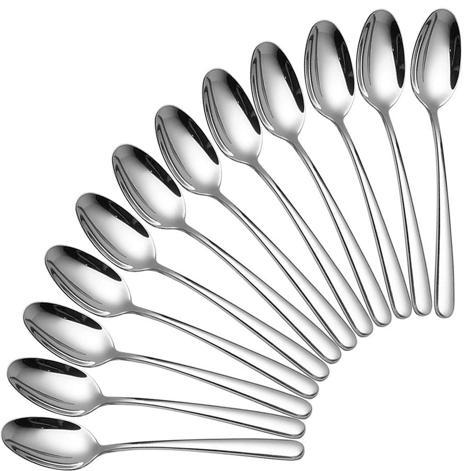 QUCHER 7.4-inch Dinner Spoons 18/8 Stainless Steel Dinner Spoons Soup Spoon Dessert Spoons Food Grade Safe Flatware(12 Pack)