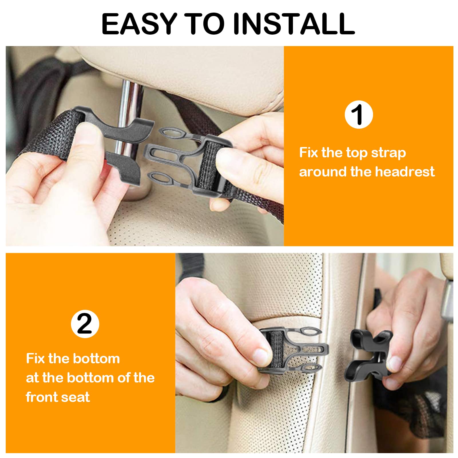 Car Storage Organizer 2 PCS,Car Backseat Organizer for Kids Durable Waterproof Oxford Fabric with Touchable Tablet Holder 8 Mesh Pockets and 2 Pockets for Snacks Toys,Car Travel Accessories