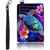 ACWDMKH Slim Minimalist Front Pocket Wallet,Credit Card Holder Wallet for Women Men,RFID Blocking Credit Card Holder Case Leather Cute Small Thin Wallet ID Window&Wrist Strap,Glitter Sea Turtle