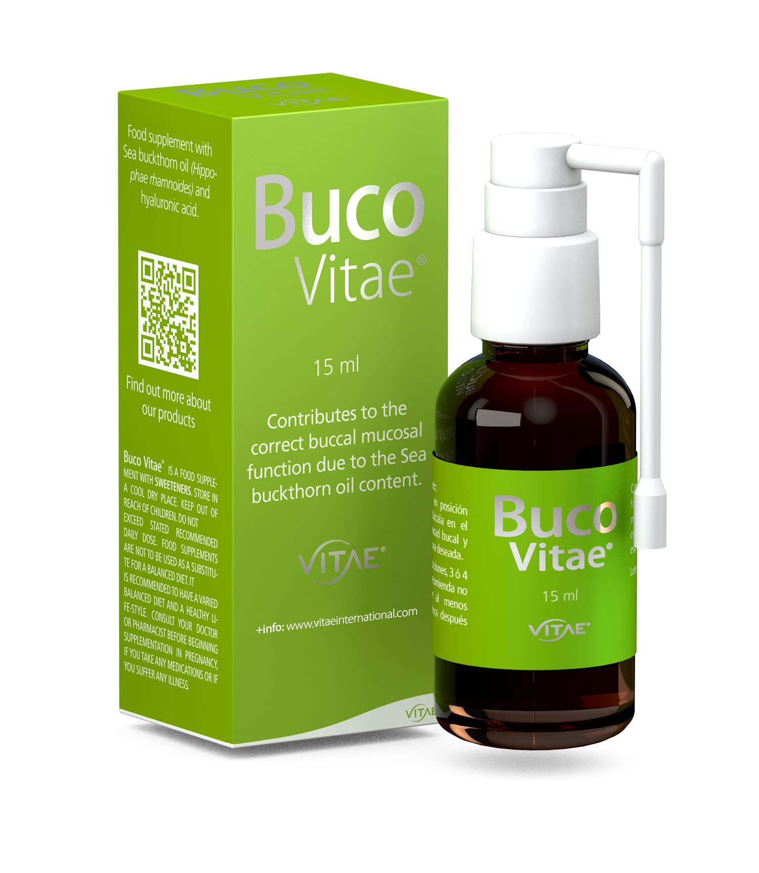 BucoVitae Spray 15ml | Throat and Pharynx Irritation | Hyaluronic Acid and sea Buckthorn | Hydration | Moisturizes, Calms and softens