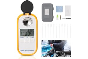 Helivivfy 5 in 1 Urea DEF Tester Coolant Refractometer, Digital Handheld Tester for Automotive Automotive Diesel Exhaust Tester Measurement of Glycol Propylene Glycol Concentrations Freezing Points