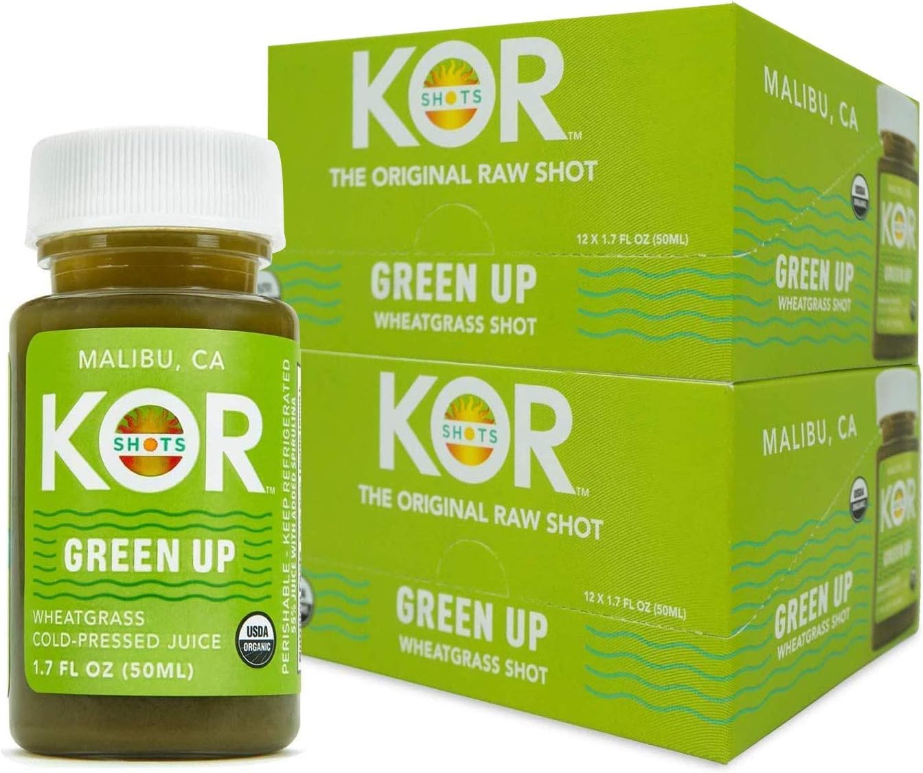 KOR Shots Wheatgrass Ginger Spirulina Shot 24 Pack x 1.7