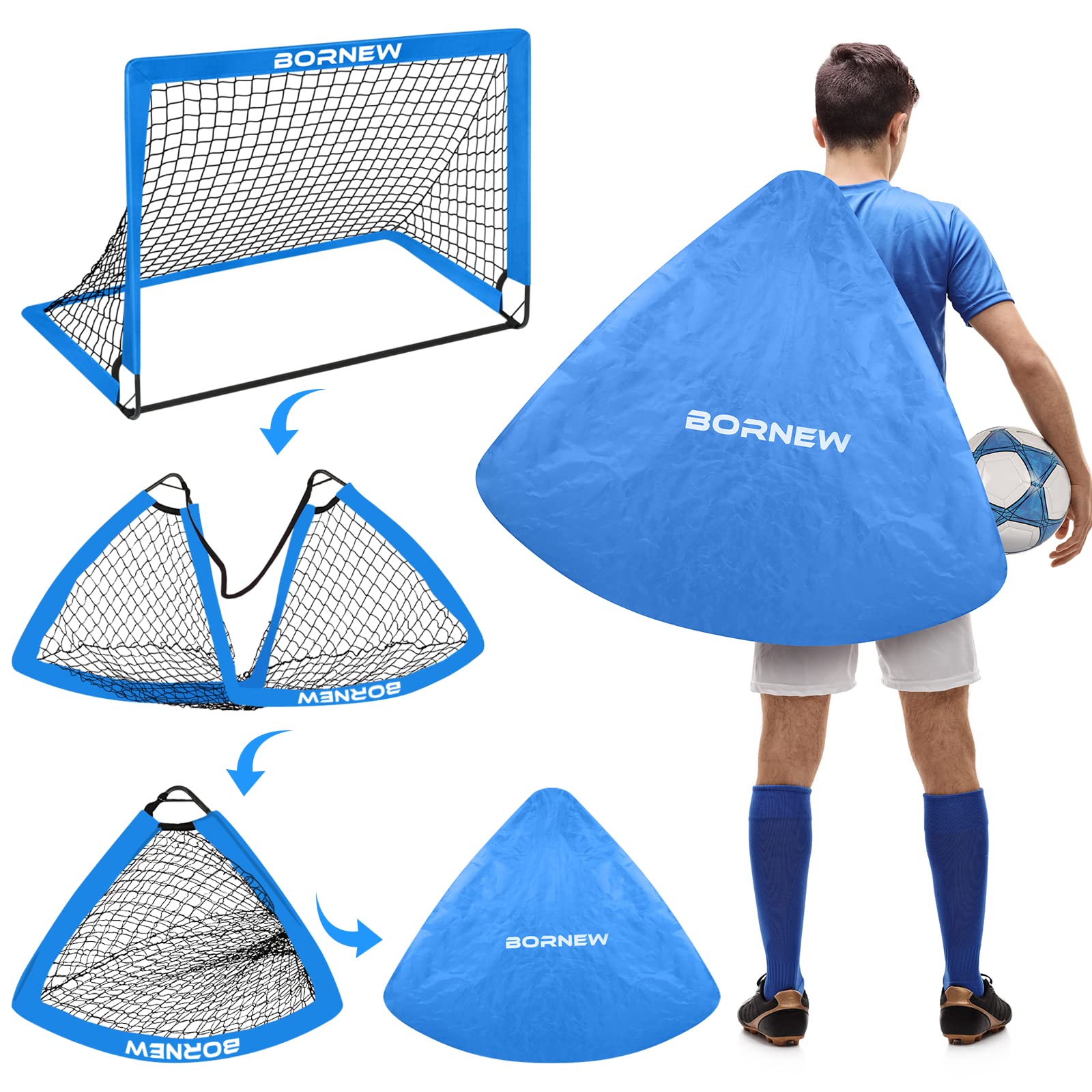 Kids Soccer Goal for Backyard Set - 2 Set of 6X4 / 4X3 ft Toddler Soccer Nets Training Equipment, Soccer Ball, Pop Up Portable Soccer Set for Kids and Youth Games and Training Goals Ages 3-16 Gift