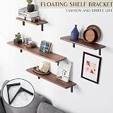 Mooche 4Pcs Heavy Duty Shelf Brackets 6 Inch Black Stainless Steel Triangular view 2