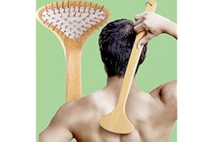 SIHASO Large Curved Bamboo Back Scratcher - 59 Wooden Points Provide Instant Itch Relief, Curved Handle & Air Cushion, Easy to Reach Itch Point, Back Massager for Men Women Adults（White）