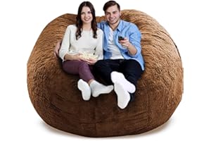 GQZGGXX Bean Bag Chair Cover, Durable Comfortable Chair PV Fur Bean Bag Sofas Faux Fur Sofa Living Room Sofa Bed Large Bean Bag Chairs Cover (No Filler,Cover only) 5ft Brown