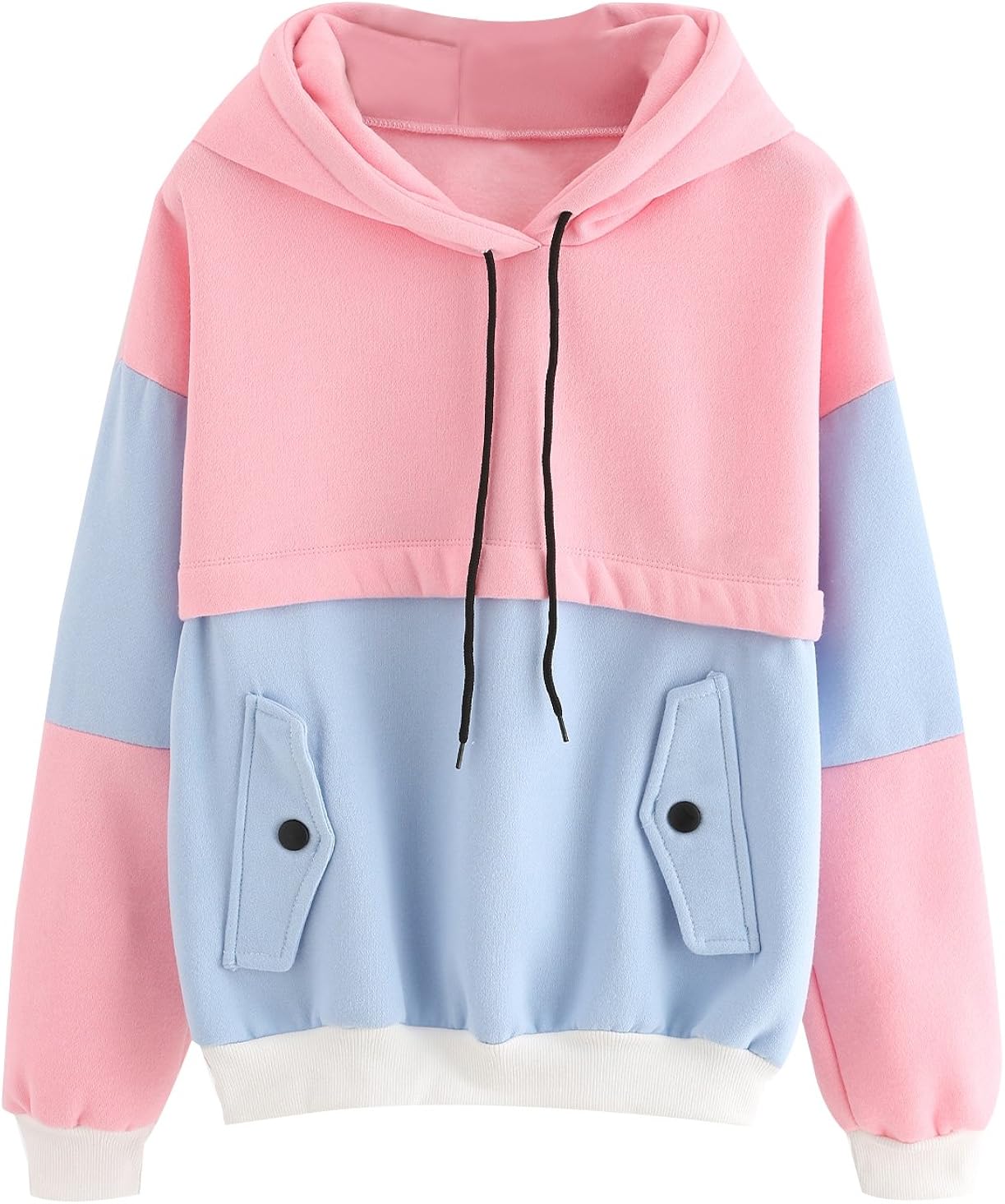 SweatyRocks Womens Long Sleeve Colorblock Pullover Fleece Hoodie Sweatshirt Tops