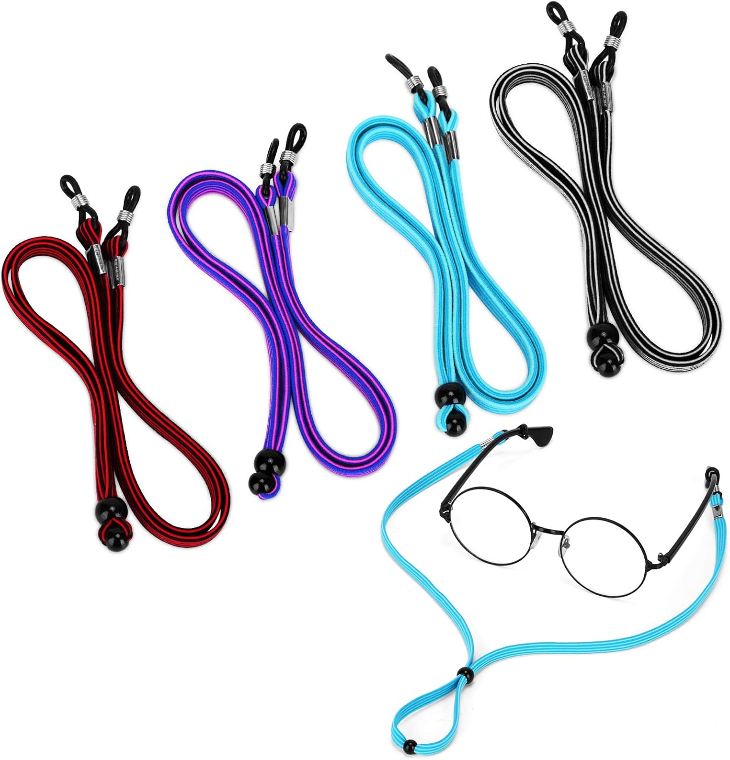 4PCS Premium Nylon Eyeglass Straps, LJZspangle Nonslip Eyeglass Chains
