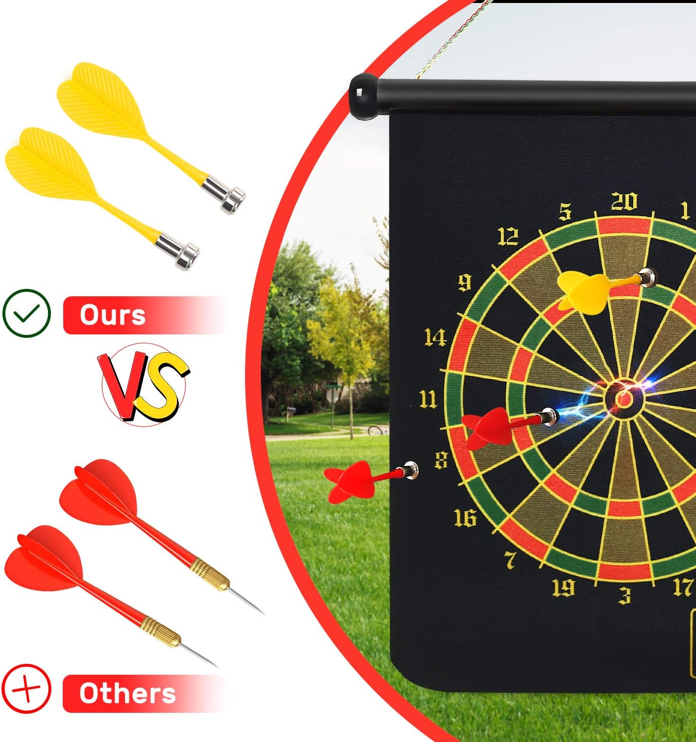 CUTE STONE Magnetic Dart Board for Kids, Safe Dart Game Toys with 6pcs Magnetic Darts and 8 Velcro Dart Balls, Indoor Outdoor Party Dartboard Games for 3+ Years Old Kids, Boys, Girls, Adults, Families: Toys & Games