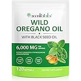 Oil of Oregano with Black Seed Oil, 6000mg Oregano Oil Capsules Organic,165mg Carvacrol per Serving – Non-GMO Immune Support Supplement, Natural Oregano Softgels, 120 Count