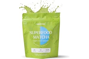 NoonBrew Superfood Adaptogenic Green Tea Matcha Powder with Mushrooms: Natural Energy, Mood, & Focus Boost | Ceremonial Grade, Keto, Whole30, Vegan, Sugar-Free | Enjoy Hot or Cold - 30 Servings