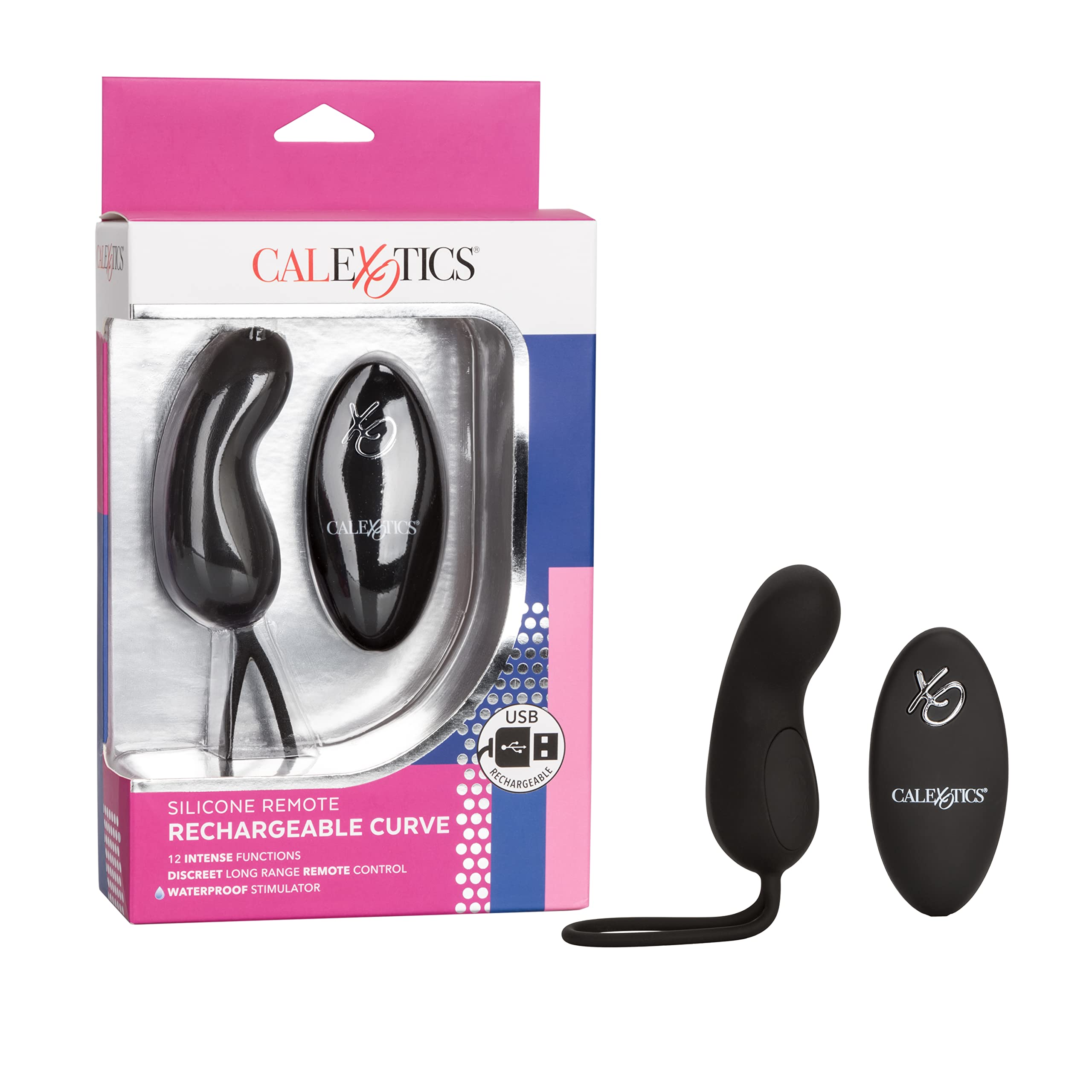 Calexotics Silicone Remote Rechargeable Curve Vibrator, SE-0077-40-3