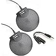 Sound Tech CM-1000X2-Y88 (Pack of 2) Table Top Conference Meeting Microphone with Omni-Directional Stereo 3.5mm Plug & Audio Spliter