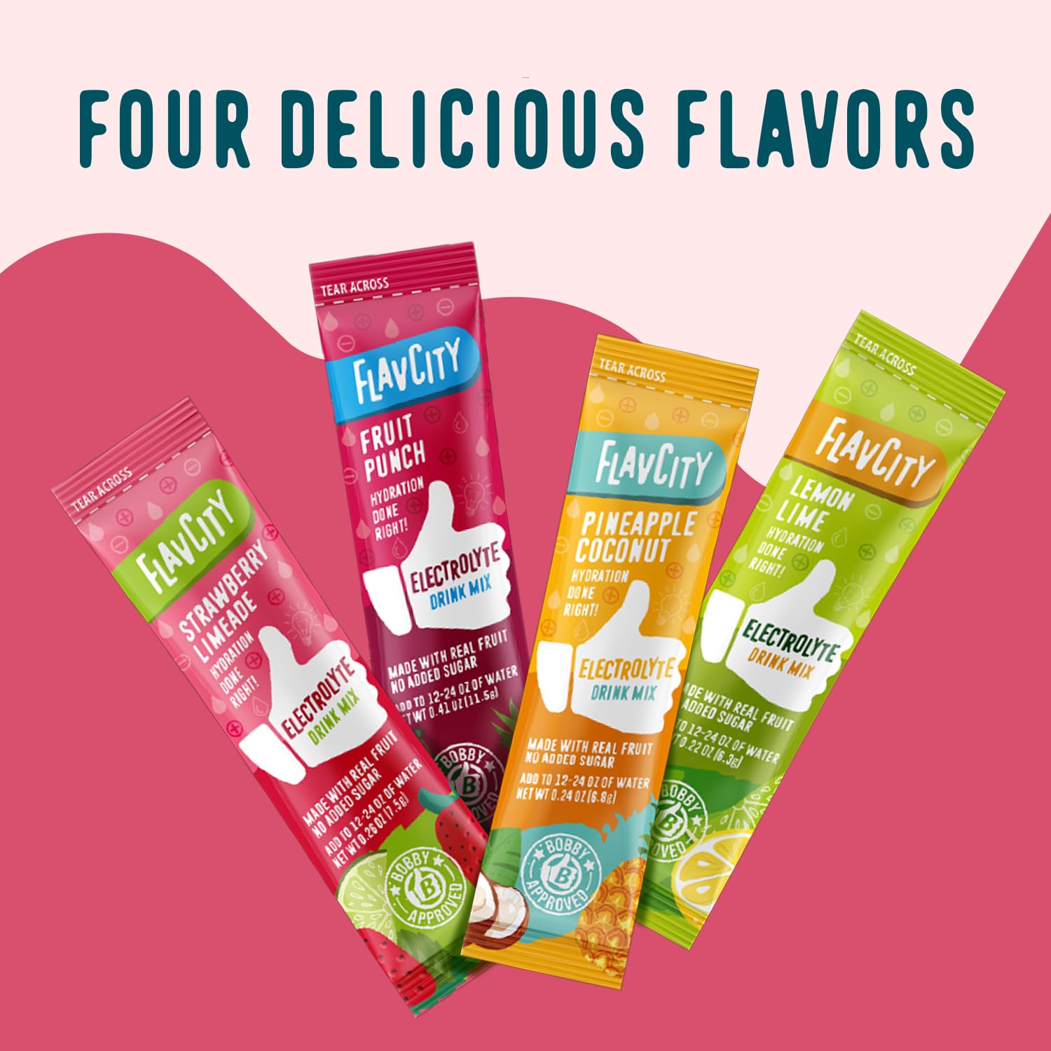 FlavCity Strawberry Limeade Electrolytes Powder Packets - 28 Hydration Packets - No Added Sugar - Hydration Powder with Real Fruit & Unrefined Sea Salt - Keto & Gluten-Free (28 Stick Packs)