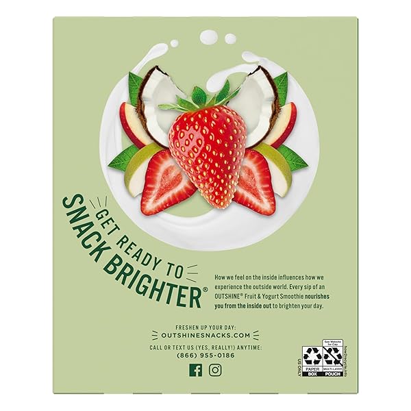 OUTSHINE FRUIT & YOGURT SMOOTHIE POUCHES, STRAWBERRY COCONUT, 3.5 OZ, PACK OF 4