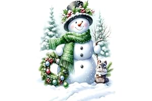 DIYDECORFUN Snowman Diamond Painting Kits for Adults,5D Christmas Diamond Art Kit for Beginner, Full Round Drills Winter Paint with Diamonds, Diy Small Easy Adult Diamond Dots Gem Art for Wall Decor 12 X 16 IN