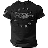 Rogue Style USA 1776 Distressed Men Patriotic Black T Shirt American Flag
