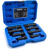 VEXPLO Spline Lug Nut Socket Set 8 Piece SAE &amp; Metric Locking Lug Nut Key | Easy Removing Aftermarket &amp; Factory Splined Lug Nut, Spline Socket Set for DIY Car Maintenance &amp; Auto Repair Shops Daily Use