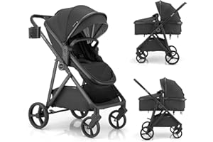 Gromast 3-in-1 Baby Stroller, Convertible Stroller for Newborn Infant Toddler with Reversible Seat, UPF 50+ Canopy & Cup Hold