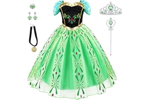 AHLPO Anna Dress Princess Elsa Dress Up for Girls Halloween Cosplay Princess Anna Costume Elsa Fancy Dress Birthday Outfit