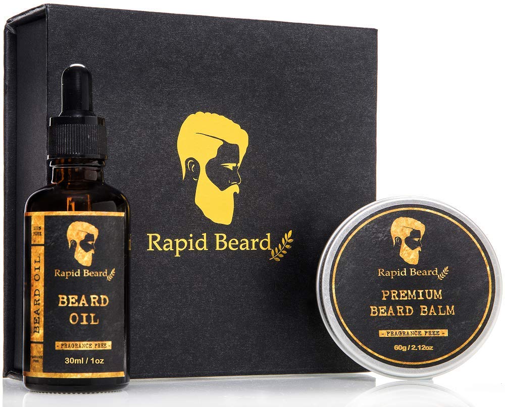 Beard Oil and Beard Balm Kit for Men Care Unscented Leave in Beard