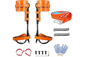 MIZHAO Tree Climbing Spikes Kit,Tree Climbing Gear Arborist Tree Climbing Kit for Tree Work, Climbing, Sports, Working，16.21 inches, Yellow Brown