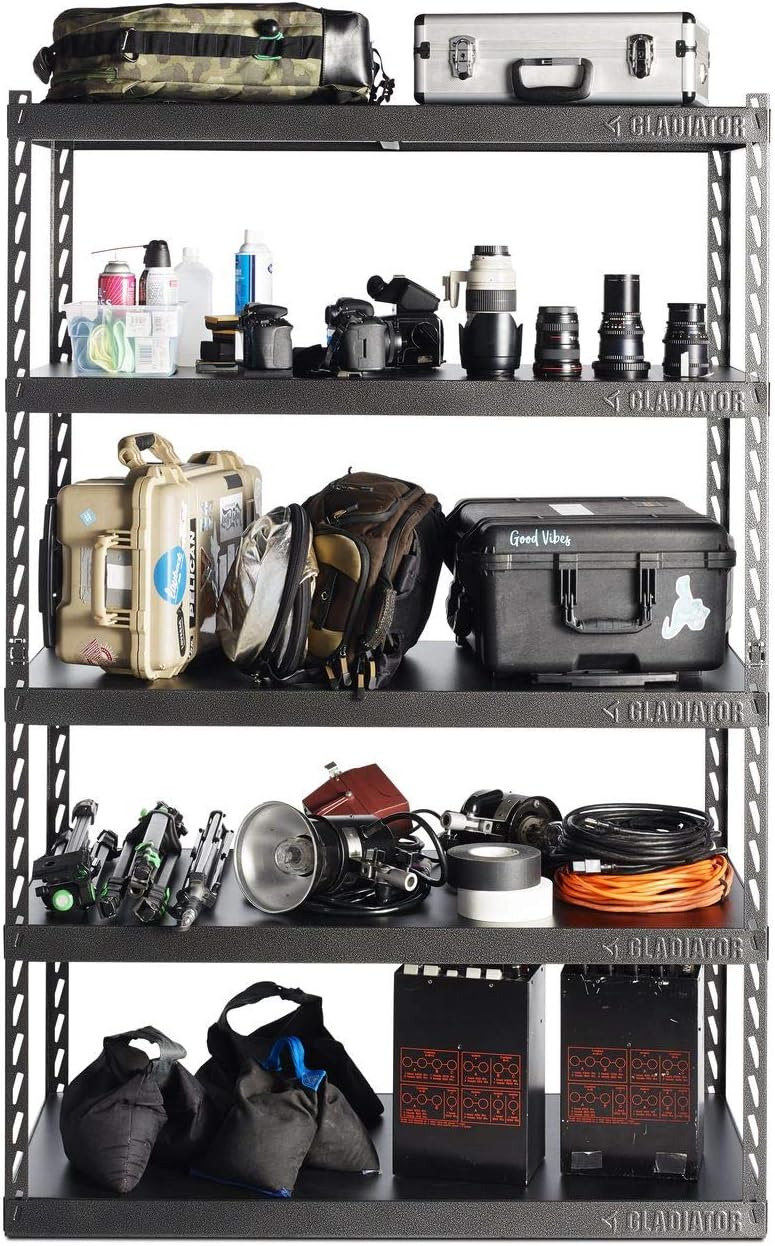 gladiator garage shoe rack on Gladiator 48 Wide Ez Connect Rack With Five 24 Deep Shelves Hammered Granite Amazon Com