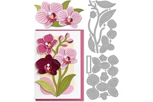 MAYJOYDIY Orchid Flower Metal Cutting Dies Orchid Stem & Leaf Carbon Steel Stencils Petal & Bud Blooms Embossing Template Die