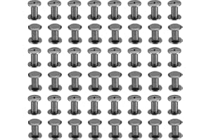 PATIKIL 100 Sets Chicago Screws, M5x8mm Chicago Screws Phillips Binding Post Screw Bolts Leather Rivets Fasteners Connectors Steel for Leather Belt Scrapbook Photo Albums, Black