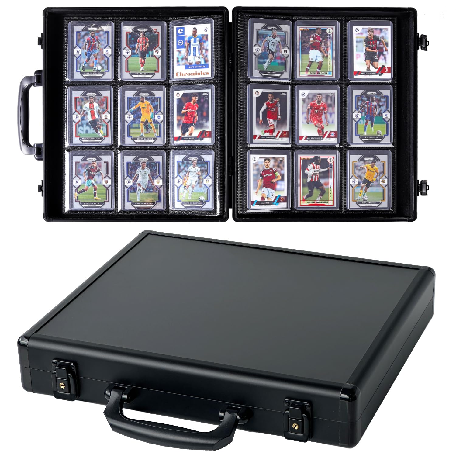 Photo 1 of Azamou Toploader Binder for Trading Cards, Hard Cases, Holds 180 Toploaders, 9 Pocket Sleeves for 3" x 4" Cards (Black)