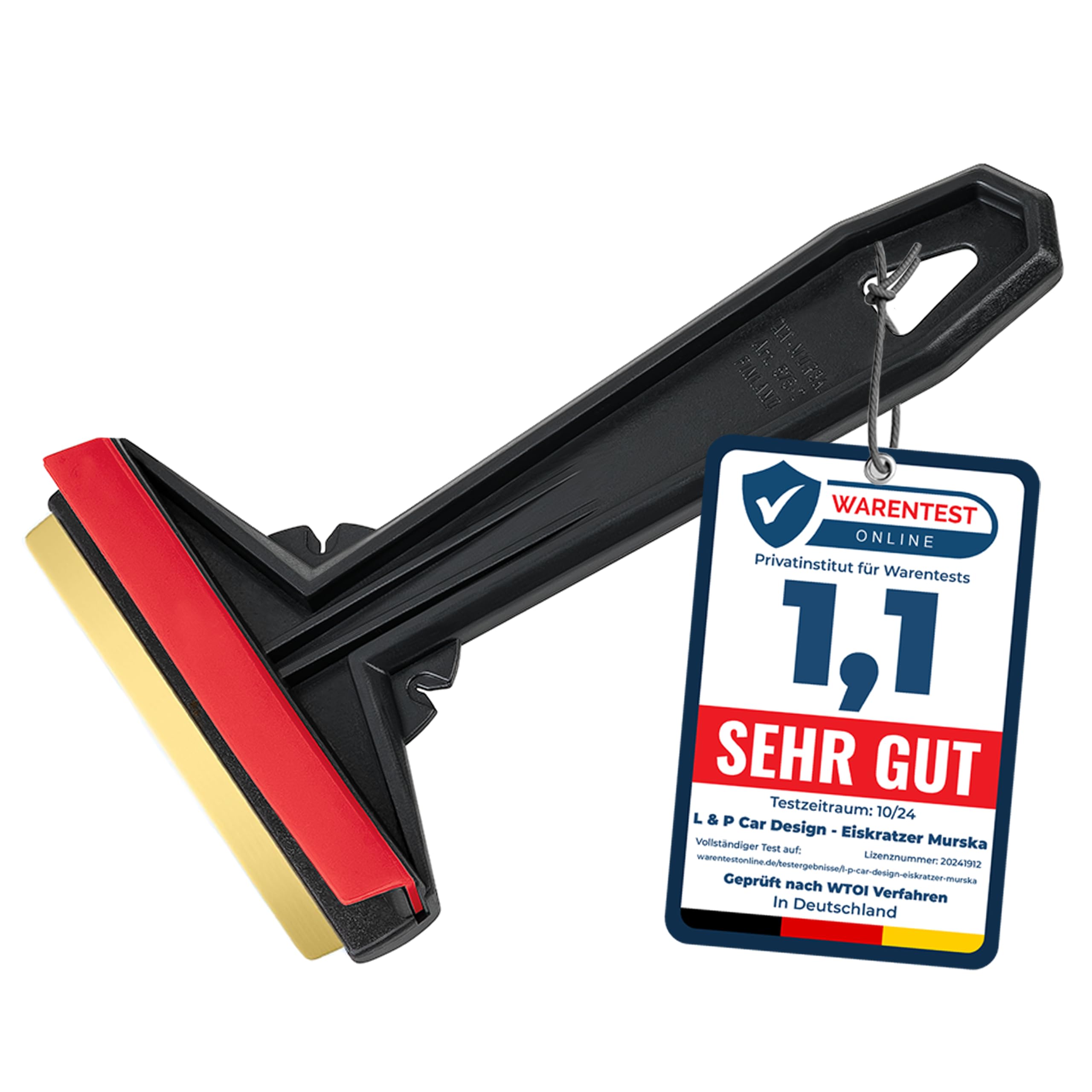 Ice Scraper for Car Windscreen - Brass Car Ice Scraper - Murska - fast, effortless & easy - Premium HIPS - Brass Blade Windscreen Scraper for Car Window Scrapper & Squeege - Finland (Black Red)