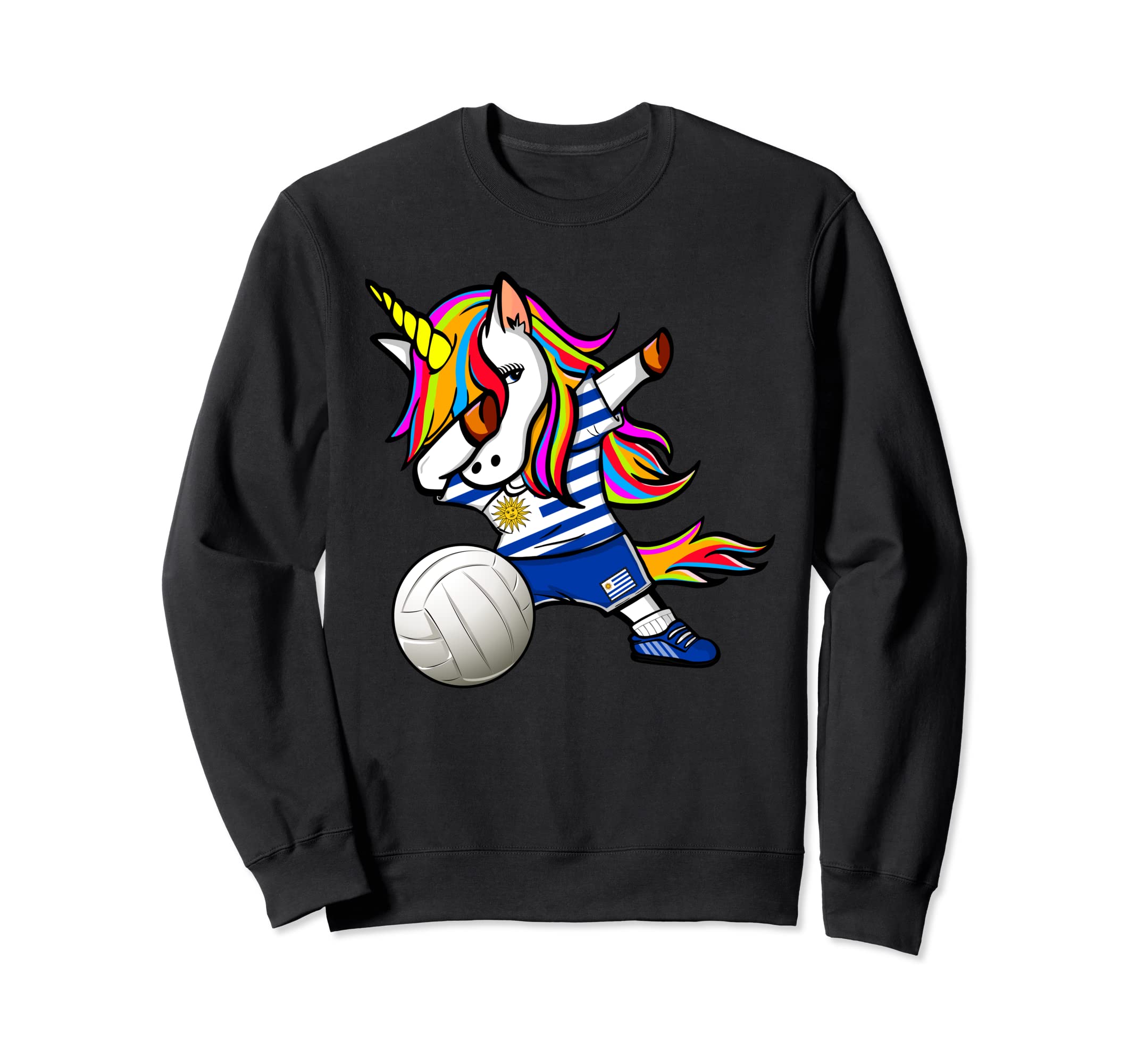 Dabbing Unicorn Uruguay Volleyball Fan Jersey Uruguayan Flag Sweatshirt