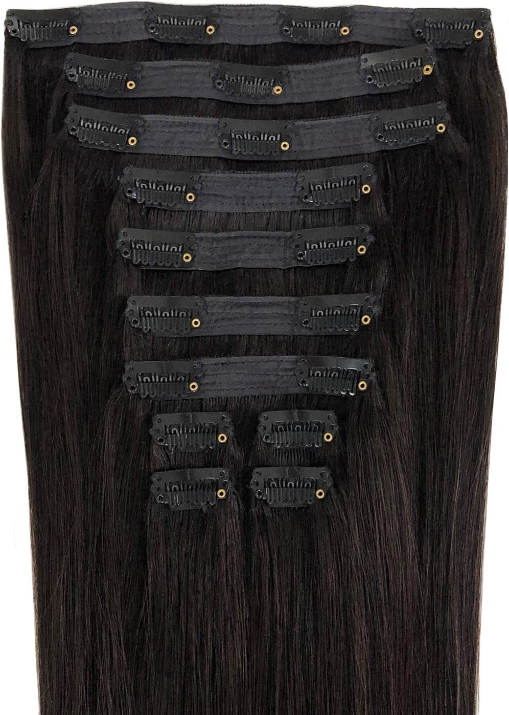 Maxy #1b Natural Black Clip In 100% Human Hair Extensions 20" inches 30/170/230grams Remy Triple Wefted Silky Hair (1 or 11 piece sets) (170g)