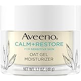 Aveeno Calm + Restore Oat Gel Facial Moisturizer for Sensitive Skin, Lightweight Gel Cream Face Moisturizer with Prebiotic Oa