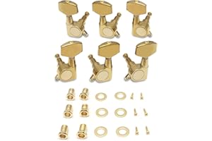 Metallor Sealed String Tuning Pegs Keys Machines Heads Tuners 3L 3R Electric Guitar Acoustic Guitar Parts Replacement Gold.