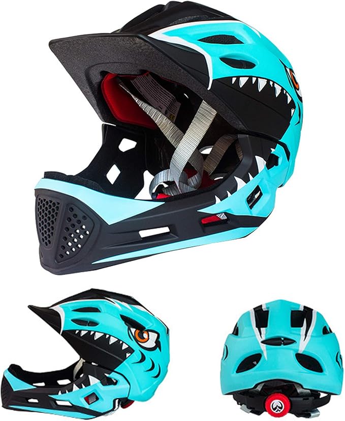 QYTK Children's Bicycle Full Face Helmet Bicycle Helmet Removable Chin