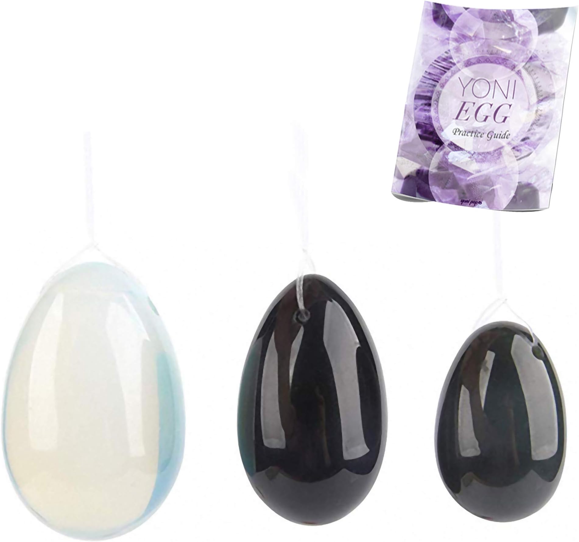 Yoni Eggs for Women, Yoni Egg Set for Strengthening Pelvic Floor Muscles, Kegels Exercise Products, Natural Tumbled Palm Stones, Healing Crystals Gemstones Kegel Balls for Tightening Postpartum Care