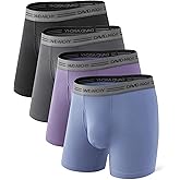 DAVID ARCHY Men's Underwear Boxer Briefs 4 Pack Ultra Soft Breathable Moisture-Wicking Viscose with Fly Pouch Tagless No Roll