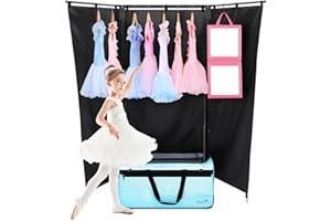 DOKSMERIA Dance Bag with Garment Rack and Curtain, 29" Glitter Rolling Dance Competition Bag with Garment Rack & Wheels, Collapsible Dance Travel Bag Suitcase for Dancers Performer Artist Livestreamer Athlete